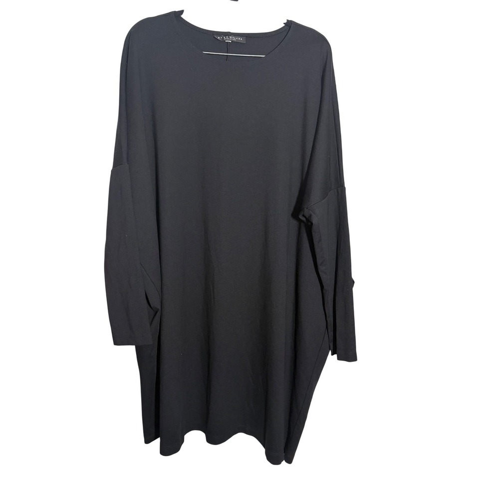 Bryn Walker Black Jersey Knit Oversized Tunic Dress Long Sleeve Medium